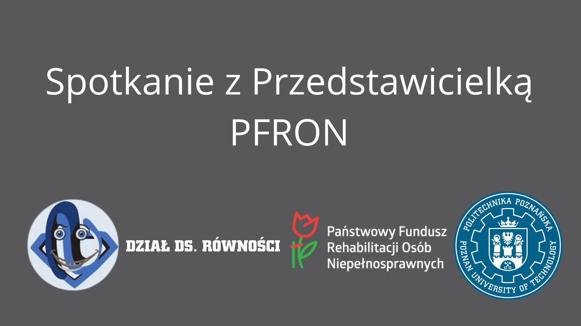 plansza szara z napisem i logotypami  