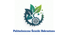 kółko zębate z którego wyrastają liście w kolorze niebieskim i zielonym 