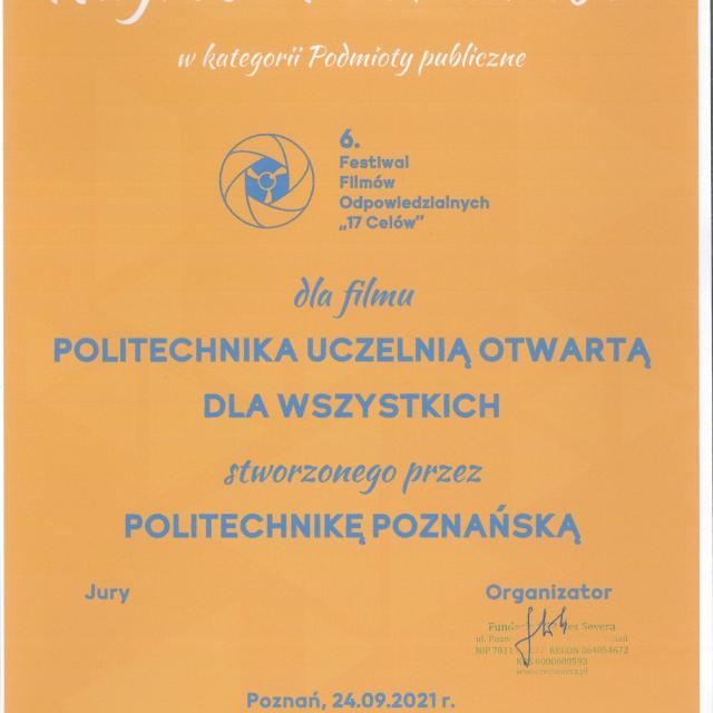 Grafika nagrody publiczności dla Politechniki Poznańskiej
